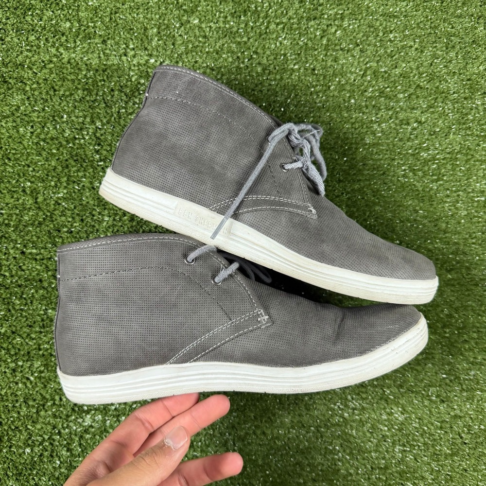 Ben Sherman Mens Grey Perforated Chukka Boots Mid Top Sneakers Size 8.5